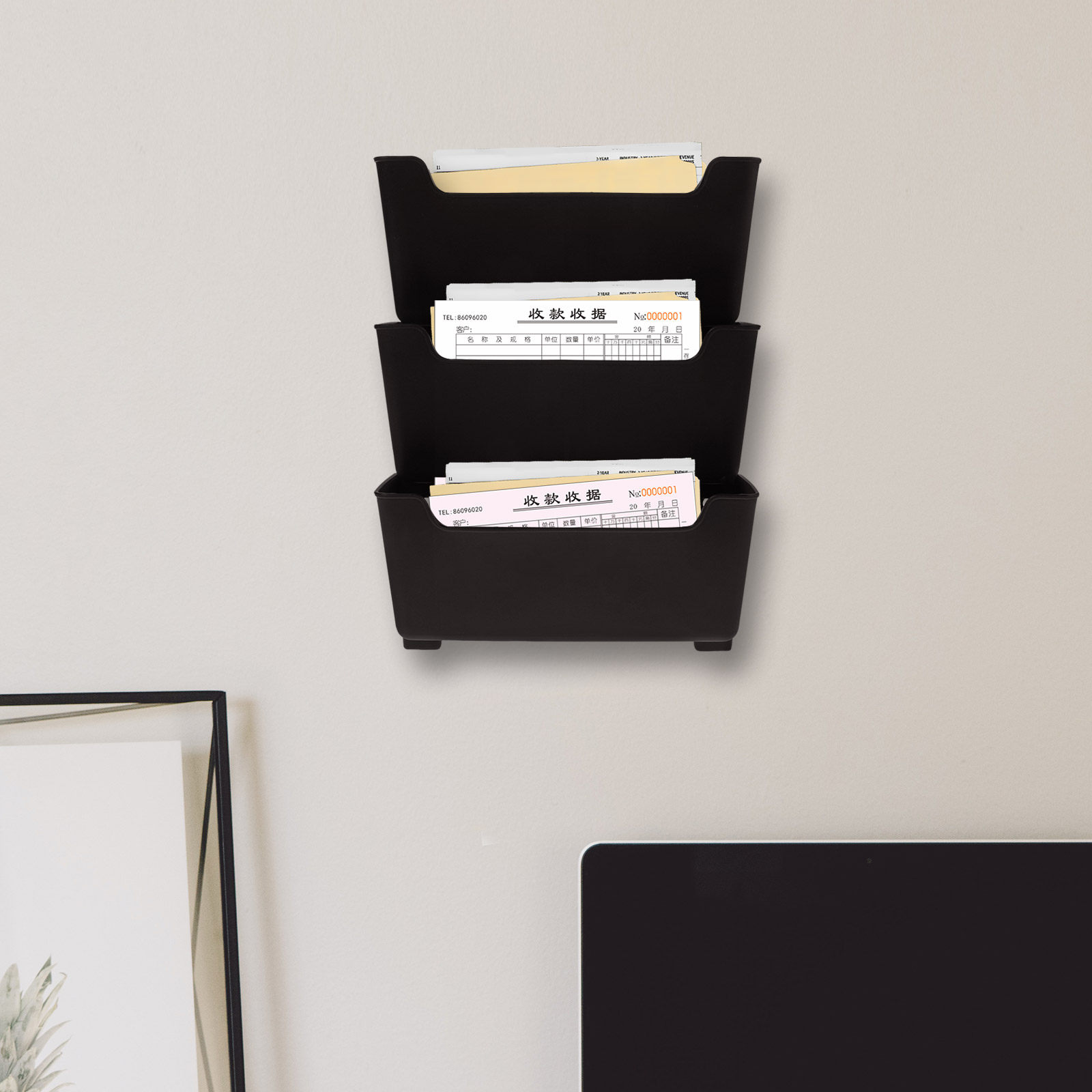 Magazine Holder Rack - 1세트 벽걸이형 파일 정리대, 투명 플라스틱